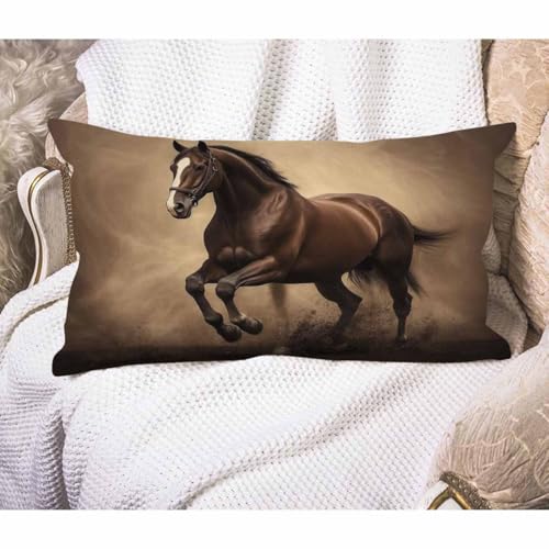 EKOBLA Black Stallion Horse Pillow Cases Throw Pillow Covers Run Gallop in Desert Storm Square Throw Waist Pillow Case Cushion Cases for Sofa Bedroom Living Room 12x20 Inches - color: Multi-bs10, size: 20" x 12" (Pack of 1)