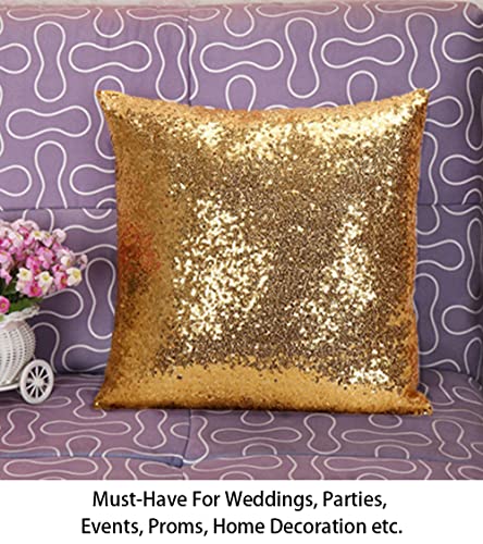 ShinyBeauty Toss Pillow Cover 24''x24'' Light Gold Sequins Decorative Throw Pillows Case, Sequin Pillow Covers, Pillows Cushion, Sofa Accent Pillow Cases, Toss Pillow Covers - Insert not Included - color: Gold, size: 24" x 24" (Pack of 1)