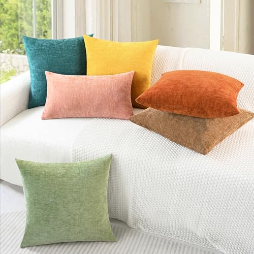 CaliTime Throw Pillow Covers Decorative 18 X 18 Inches Pack of 2 Cozy Chenille Cushion Cases for Couch Sofa Bed Living Room Home Teal - color: Teal, size: 18" x 18" (Pack of 2)
