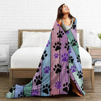 HGOD DESIGNS Dog Paw Throw Blanket Rustic Rainbow Woodgrain Black and Purple Dog Paw Soft Blankets and Throws 50x60 Inch Caring for Women Men - color: Dog Paw, size: 50x60 inch