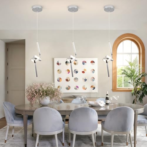ADISUN Modern LED Pendant Light, Spiral Pendant Lights Kitchen Island, 4500K Neutral Light, Adjustable Height, Pendant Light Fixtures for Living Room Bedroom Hanging Light(Chrome) - color: Chrome-Neutral