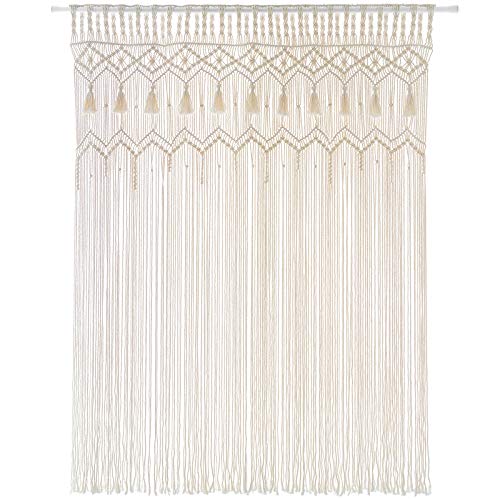 Mkono Macrame Curtain Large Boho Woven Wall Hanging Window Curtains Handmade Bohemian Decor for Window Doorway Closet Wedding Backdrop Arch Bedroom Living Room Apartment, 51''Wide x 70''Long - size: 51"W x 70"L