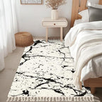 Boho Area Rug Distress Grunge Texture Seamless Pattern Halftone Old Retro Background Tassels Rug Linen Woven Carpet Runner Mat Pad 3'x5' Minimalist Home Decor for Living Room Bedroom Hallway Patio