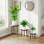 3-Pack Wood Plant Stands Indoor, Mid-Century Modern Plant Stool for 6-12 Inch Pots, Tall Single Corner Wooden Planter Table for Multiple Plants, Living Room, Balcony, and Office