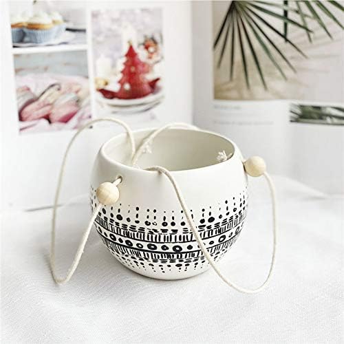KiaoTime Ceramic Hanging Planter for Indoor Outdoor, Decorative Boho Flower Green Grass Plant Succulent Air Plants Hanging Plant Pots Holder