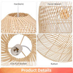 Arturesthome 1 Light Wicker Bell Pendant Lamp, Design Basket Rattan Woven Pendant Light Shades, Handmade Hanging Ceiling Lights Crafts Lampshade 16.5"*20.8" - size: W 16.5" * H20.8"