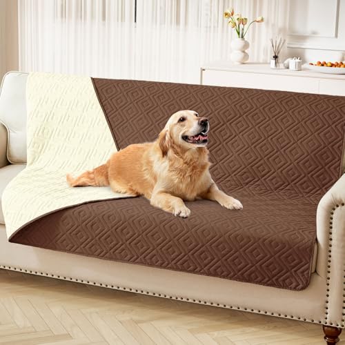 hyha Waterproof Dog Blanket, Soft Dog Bed Cover Pet Blankets, Waterproof Sofa Couch Cover for Dogs Washable, Reversible Pet Couch Covers for Sofa Furniture (52x82 Inch, Brown/Beige) - color: Brown+beige, size: 52x82 Inch