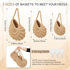 Qinyoung 3 Pack Boho Decor Hanging Wall Baskets for Kitchen Conch Baskets with Hooks Boho Conch Hanging Wall Kitchen Storage for Fruits Vegetables Onions Potatoes