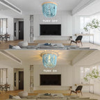Bohemian Lighting Bohemian Chandelier Handmade Beaded Chandelier Bohemian Ceiling Beaded Lighting 3 Shallow Wood Beads Chandelier Nursery Bedroom Chandelier (Blue) - color: Blue