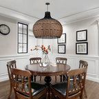 Arturesthome Rattan Pendant Light for Kitchen Island, Wicker Chandelier, Handmade Woven Hanging Ceiling Lighting Fixtures Lampshade for Living Room Bedroom - size: 15.7" * 15.7"