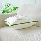 vctops Farmhouse Hibiscus Flowers Cotton Tufted Throw Pillow Cover Spring Floral Embroidery Pillowcase Soft Square Cushion Case for Sofa Couch Bed Chair (Pink F,18"x18") - color: Pink F