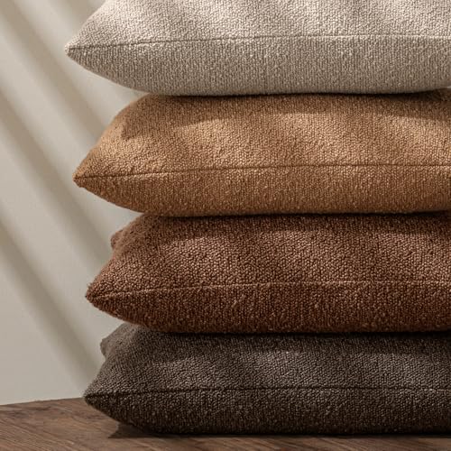 MIULEE 18x18 Inch Decorative Pillow Covers for Couch Bed Set of 2 Textured Boucle Neutral Throw Pillow Covers Chestnut Brown Accent Solid Vintage Pillowcases Sofa Living Room Home Decor - color: Chestnut Brown, size: 18" x 18" (Pack of 2)
