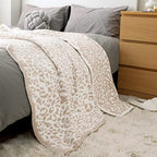MH MYLUNE HOME Large Soft Micro Plush Leopard Blanket (71x78 inches, Khaki) Warm Reversible Cheetah Blanket Leopard Pattern Throw for Couch Bed Sofa - color: Leopard Khaki, size: 71"x78" - 550 GSM