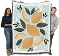 Pure Country Weavers Pastel Lemons Blanket by Kyra Brown - Garden Floral Gift Tapestry Throw Woven from Cotton - Made in the USA (72x54) - color: Pastel Lemons