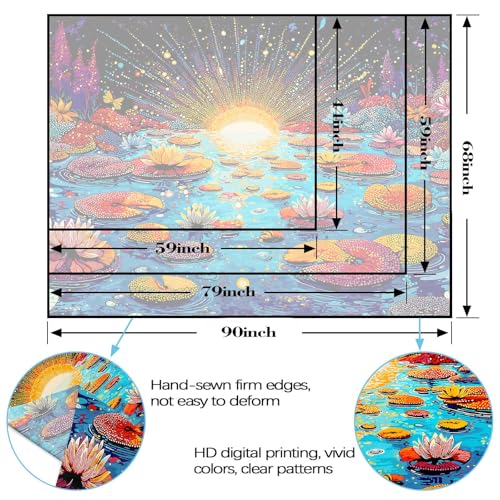 Kanuyee Trippy Wonder Garden Wall Tapestry, Vibrant Fantasy Floral Tapestries for Room Decor, Hippie Tapestry 60x44 Inch - color: Abstract Orange Blue, size: 60"L x 44"W