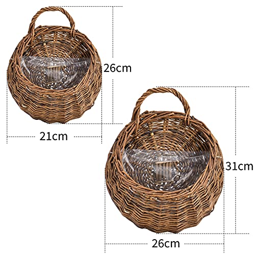 Handmade Woven Hanging Basket,Natural Wicker Handed Storage Basket for Home Garden Wedding Wall as Decorations - size: Medium