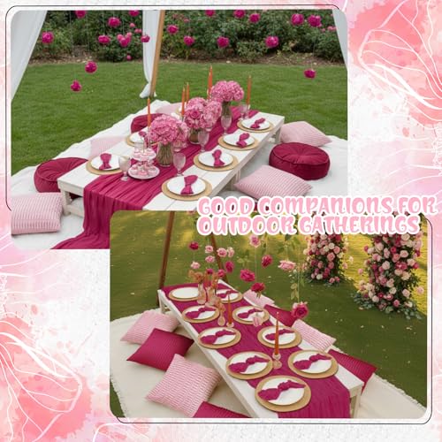 Beeveer 91 x 71 Extra Large Outdoor Boho Picnic Blanket with Girl Colors Table Runner, 6 Throw Pillow Covers 6 Napkins Woven Cotton Yarn Oversize Beach Blanket Washable Picnic Camp Wedding - color: Girl Colors