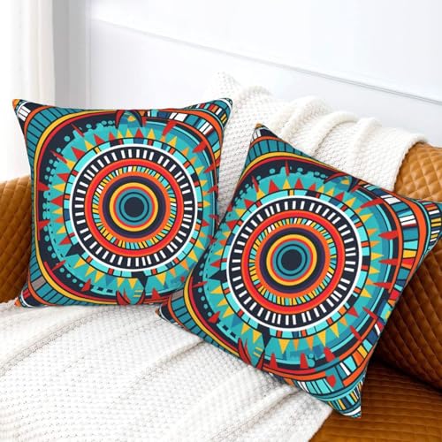 Bohemia Mandala Floral Throw Pillow Covers 18x18 Set of 2 Colorful Bohemian Decorative Pillow Covers for Bed Sofa Living Room Car Decor - color: Bohemia Mandala, size: 18" x 18" (Pack of 1)
