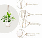 1 Pack Macrame Plant Hanger,Hanging Plant Holder, Boho Home Decor Hanging Basket with Wood Beads,Hanging Planters for Indoor Plants,Plant Hanger Indoor 43" Ivory (POTS NOT Included)