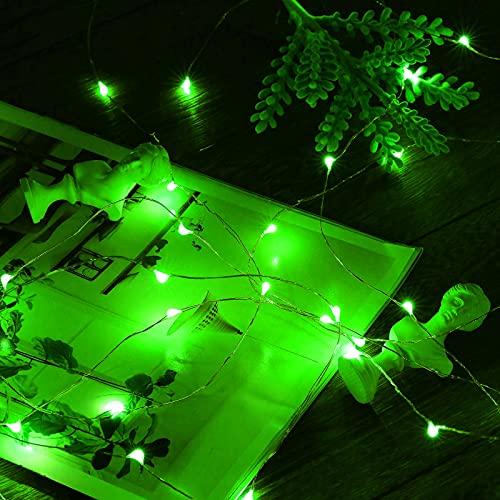 Ariceleo Mini St. Patrick's Day Fairy Lights Battery Operate, 1 Pack Copper Wire 3*AAA Battery Powered Led Starry Fairy String Lights for Bedroom, Christmas, Party, Wedding, Decoration(5m/16ft Green) - color: Green, size: 1 Pack
