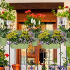 HowRU Metal Iron Flower Pots for Railing Fence Hanging Bucket Pots(5 Pcs) and Hanging Flower Pots Metal Iron Bucket Planter(10 Pcs) (Green) - color: Green