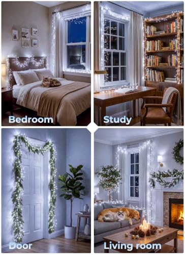 Flowing Fairy Lights Plug in with 14 Modes, 10FT 388LED Twinkle String Lights Indoor, Christmas Tree Lights Indoor Waterproof for Bedroom Christmas Home Room Decor, Cool White - color: Cool White, size: Flowing - 1pc