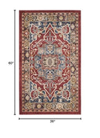 SAFAVIEH Bijar Collection 3' x 5' Red / Royal BIJ605R Traditional Oriental Distressed Non-Shedding Living Room Bedroom Accent Rug - size: 3' x 5' (Rectangular)