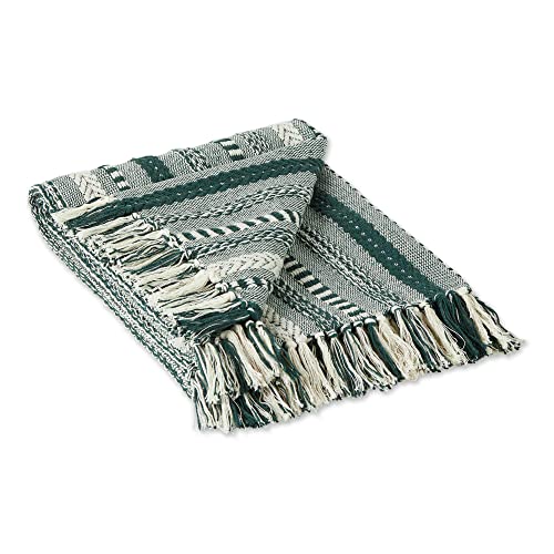 DII Braided Striped Decorative Throw Blanket, 50x60, Dark Green - color: Dark Green