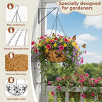 Metal 10 inch Round Planter, 4 Pack Hanging Wire Basket with Coco Fiber Liners for Outdoor Plants, Garden, Patio, Deck, Porch - size: 10 Inch, style: Butterfly