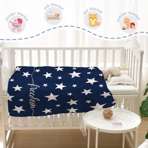 YeeJu Patriotic Throw Blanket for Baby Small 4th of July Memorial Day Fourth of July Blanket for Toddler Swaddle Soft Fleece Blanket White Blue Star Independence Day Veteran Day Blanket 30x40 - color: Flag-05, size: 30"x40"