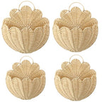 Domensi 4 Pcs Scalloped Wall Baskets Hanging Baskets 4 Different Sizes Large and Small Hand Woven Plastic Rattan Craft Original Storage Holder Scalloped Decor for Nursery Home House Bathroom