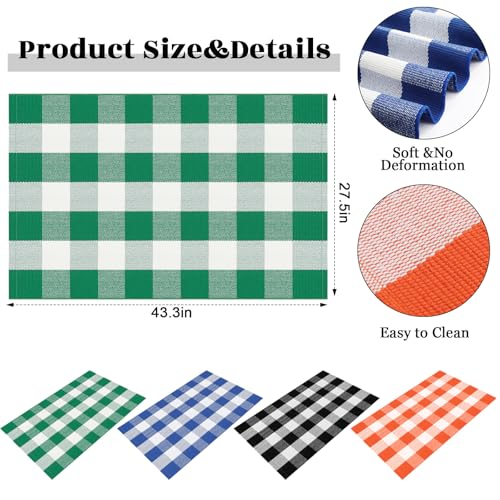 HunnmingRe 4 Pcs 4th of July Buffalo Plaid Outdoor Rug 27.5'' x 43'' Front Door Mat Washable Cotton Farmhouse Mat Checkered Carpet for Indoors, Layered, Porch, Farmhouse (Buffalo Plaid,Bright) - color: Bright