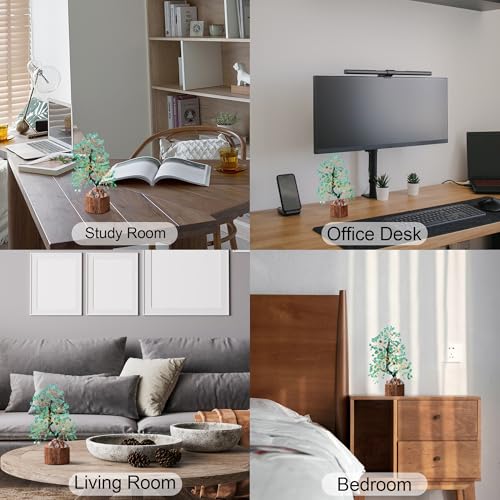 MAIBAOTA Green Office Home Decor for Positive Energy Green Aventurine Crystals Tree of LifeFeng Shui Decor Money Bonsai Trees for Meditation - color: Green