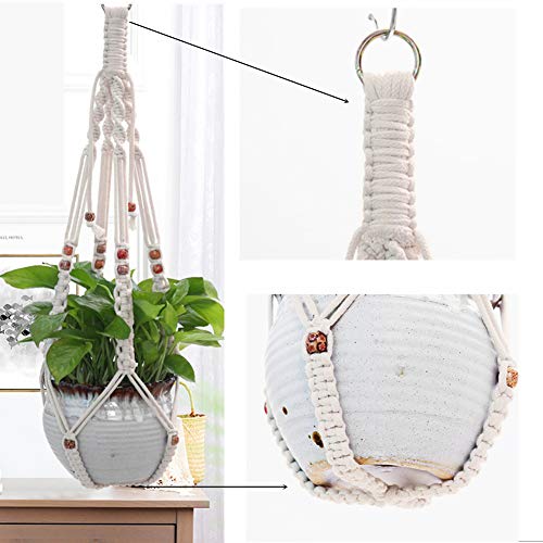 Belit 2 Pack Macrame Plant Hangers Indoor Hanging Planter Basket Decorative Flower Pot Holder Rope for Indoor Outdoor Home Decor - color: Ivory, size: 25.5"- 1 Tier