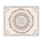 Orange Bohemian Tapestry Wall Hanging, Mandala Floral Medallion Hippie Tapestry with Light Brown Aesthetic Wreath Design, Cream Wall Decor Blanket for Bedroom Home Dorm