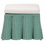 Bali & pari Palm Bohemian Seafoam Green Scallop Rattan Ottoman - color: Seafoam Green
