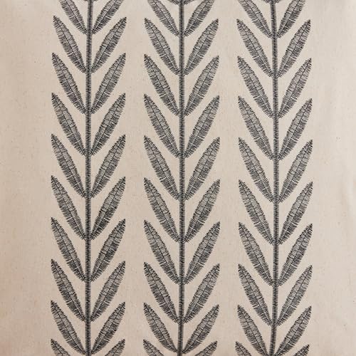 100% Cotton Farmhouse Leaves Throw Pillow Covers Set of 2, 22x22 Inch Black Pastoral Decorative Print Cushion Covers for Sofa Bed Living Room Home Decor - color: Black, size: 22" x 22" (Pack of 2)