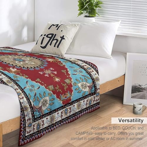 Red Boho Throw Blanket,Abstract Geometric Traditional Ethnic Texture Pattern Soft Throw Blanket for Couch Sofa Camping Office Travel Home Bedroom Decor All Seasons 30"x40" - color: Boho-6, size: 30x40in