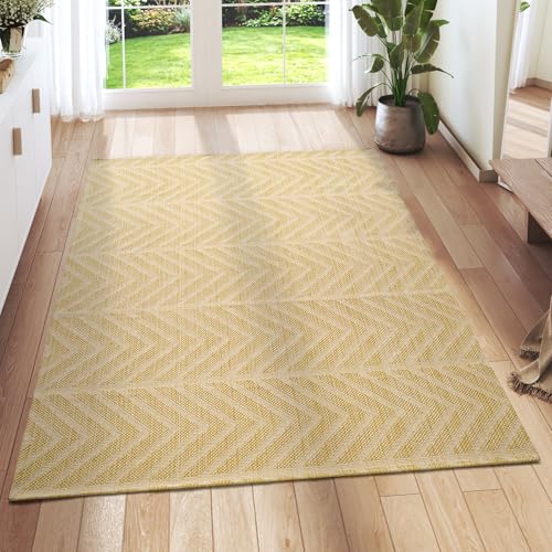 3x5 Area Rug, Washable Non Slip Entryway Rug for Front Door, Low Profile Living Room Mat, Easy Clean Woven Carpet for Bedroom Dining Room, Neutral Brown - color: Brown-c, size: 3' x 5'