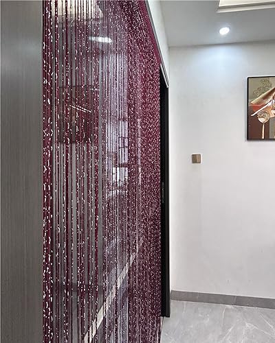 ave split Decorative Door String Curtain Wall Panel Fringe Window Room Divider Blind Divider Tassel Screen Home 100cm*200cm (Red wine18) - color: Red Wine18