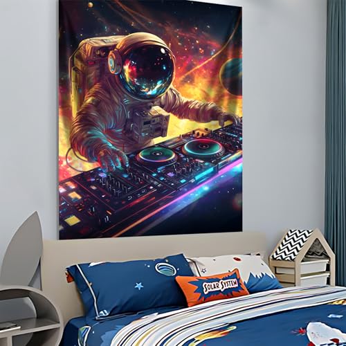 NYZE Astronaut Space Tapestry for Bedroom, Glow in the Dark Room Decor Wall Tapestries, Cool Galaxy Planet Wall Hanging, Wall Hanging for Men Guys Gamer Room Dorm Living Room 60in×80in - color: Astronaut G, size: 60"L x 80"W