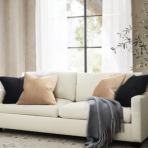 YCOLL Black Pillow Covers 16x16 Set of 2 Velvet Striped Pattern - Soft Throw Pillows for Home Decor, Luxury Decorative Pillow Covers for Couch, Bed,Living Room - color: Black, size: 16" x 16" (Pack of 2)