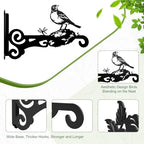 4-Pack Aesthetic Wall Plant Hanger Indoor and Outdoor – 10 Inch Metal Hanging Plant Bracket with Beautiful Bird Pattern – Heavy Duty Plant Hooks for Hanging Plants, Bird Feeder, Wind Chime, Lantern - size: 4-Pack Style 2