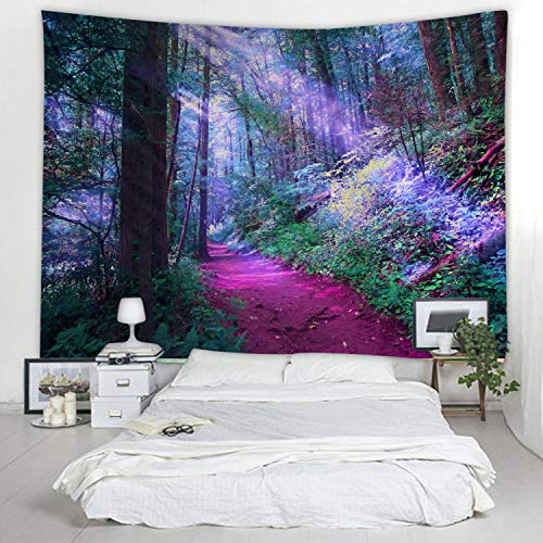 LYFANS Sun Red Forest Print Tapestry Decorative Wall Art Tablecloth Sheets Picnic blanket Beach towel Bedroom Dormitory Living Room Multifunctional tapestry 79x59 inches - color: Fabric Tapestry Sunshine Red Forest, size: 79x59inch