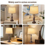 Bedside Table Lamp Touch Control Bedroom Lamps with USB A + C Charging Port 3 Way Dimmable Touch Lamps for Nightstand Living Room Bedroom Dorm Home Office Reading, Set of 2 (Beige Shade & Brown Base) - color: Beige Shade & Brown Base
