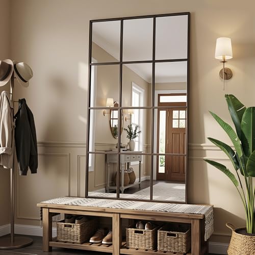 Suidia Wall Mirror, 30" x 55" Window Decorative Mirrors, Metal Framed Wall Decor Wall-Mounted Mirrors for Bedroom, Living Room, Entryway, Bronze - color: Bronze, size: 55"L x 30"W