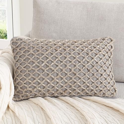 Boho Living Jada Premium Woven Design, Decorative Throw, Living Room Décor, (1) 12" x 20" Pillow Cover, Grey - color: Grey, size: (1) 12" x 20" Pillow Cover