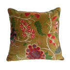 Creative Co-Op Cotton Blend Velvet Printed Pillow with Flowers and Mini Pom Pom Trim, Multicolor