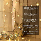 Yummuely Star String Lights 10Ft 20 LED Fairy Lights Battery Operated Waterproof Indoor Outdoor Twinkle Christmas Lights for Bedroom Party Wedding Xmas Tree Decoration (Warm White) - size: Star Lights