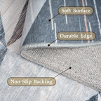 HOMFINE Washable Modern Area Rug - Geometric Style 9x12 Rugs for Living Room, Bedroom, Machine Washable Rug Soft Non Slip Non Shedding Area Rug - Blue, 9'x12' - color: Blue, size: 9' x 12' (Rectangular)